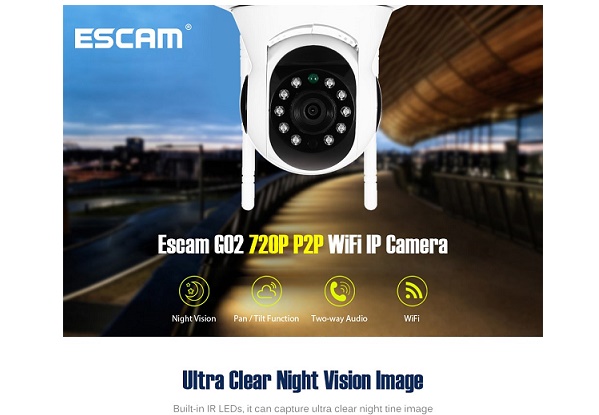 Escam G02 720P WiFi IP камера поворотна